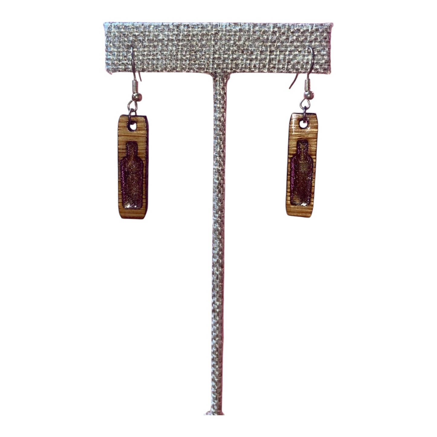 Bourbon Barrel Earrings - Dangle Bardstown Bourbon Co. Cutout - Bronze