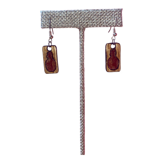 Bourbon Barrel Earrings - Dangle Blanton's Cutout - Bronze Epoxy