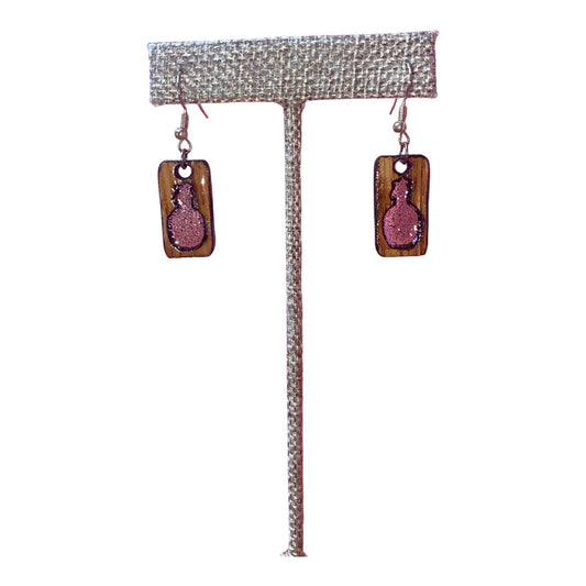 Bourbon Barrel Earrings - Dangle Blanton's Cutout Pink Epoxy