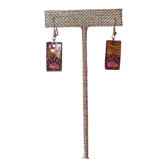 Bourbon Barrel Earrings - Dangle Bear Paw